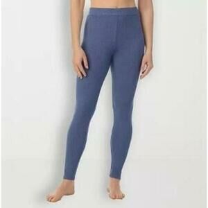 Cuddl Duds Women's Stretch Ribbed High-Rise Leggings Chambray M